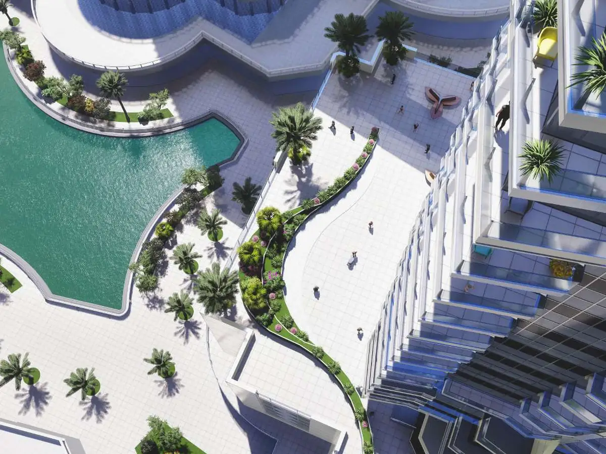 Render of the podium pool seen from above